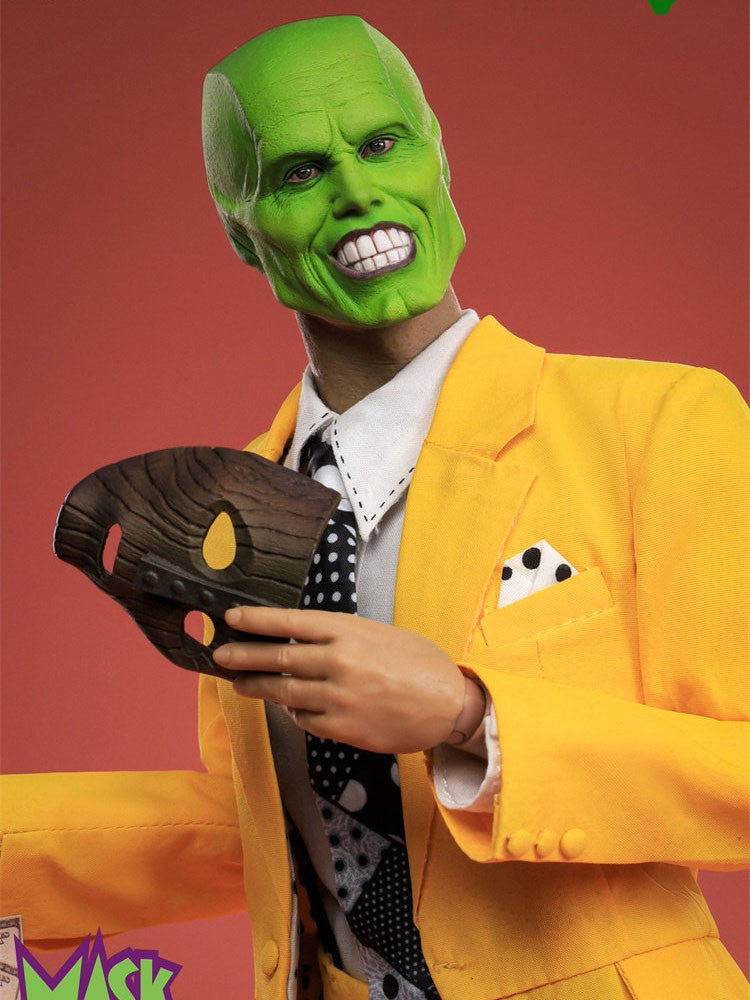 DARK TOYS DTM008 DX 2.0 Versão de Luxo 1/6 A Máscara Jim Carrey com Rosto Verde Terno Amarelo Figura de Ação 12 polegadas Modelo para Exibição