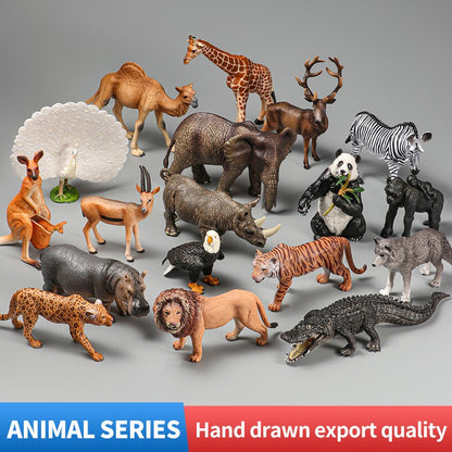 Conjunto de Brinquedos Montessori de Animais Selvagens - Leão Elefante Antílope Miniaturas de Animais Figuras de Ação Zoológico Presente Educacional para Crianças