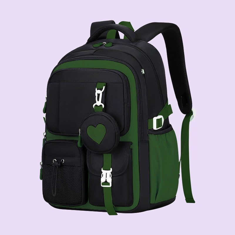 Mochila Escolar Estojo Lancheira Love Pattern Três Peças Tecido Nylon Impermeável Menino Menina Adolescentes Mochila Tendência