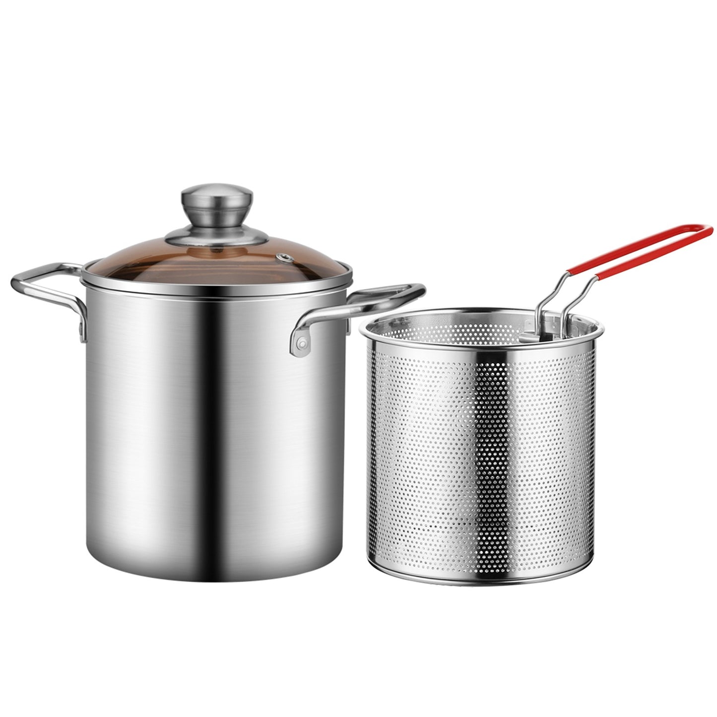 New Deep Frying Pot Kitchen Fryer With Strainer Stainless Steel Tempura Fryer Pan Fry Pot Chicken Fried Chicken Cooking Tools