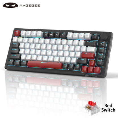 Teclado Mecânico Gamer MageGee 75% com Knob, Teclado Gamer com Fio Retroiluminado Azul Switch Vermelho/Amarelo para PC Windows