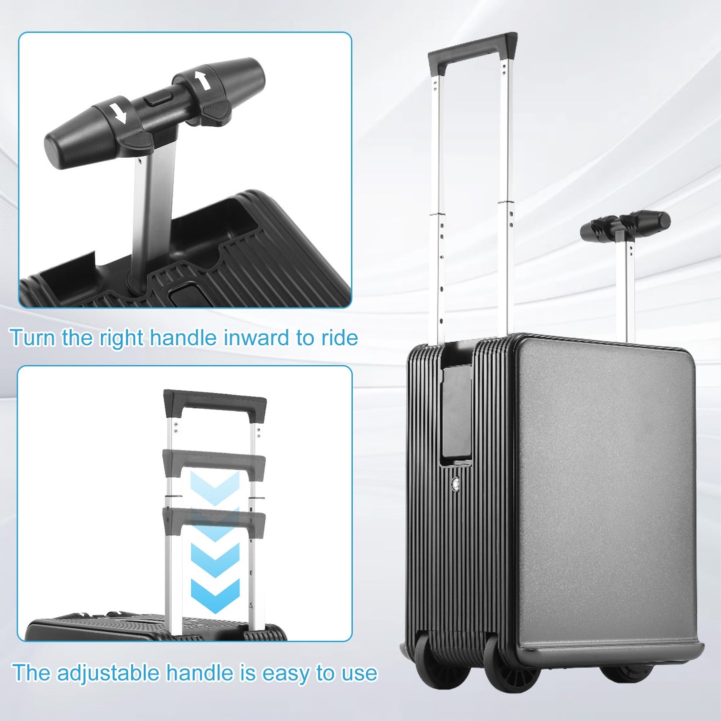 20 Inch Electric Suitcase 40L Large Capacity Boarding Trolley Case With TSA Lock For Men Women Rideable Travel Rolling Luggage