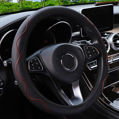 1 capa de volante de couro tipo mão de massagem estéreo em relevo sem anel interno para automóveis, cabe 14,5-15 polegadas