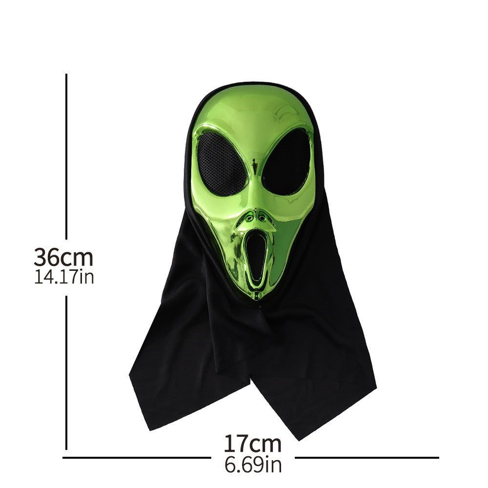 Green Alien UFO Mask Cosplay Aliens Monster Plastic Helmet Halloween Carnival Masquerade Dress Up Party Adult Kids Costume Props