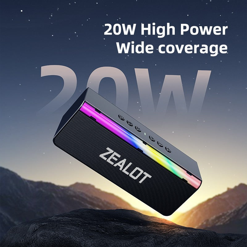 Caixa de Som Bluetooth Externa Zealot-S72 20W Som Superior e Graves IPX6 À Prova d'Água 10H de Reprodução Caixa de Som Portátil