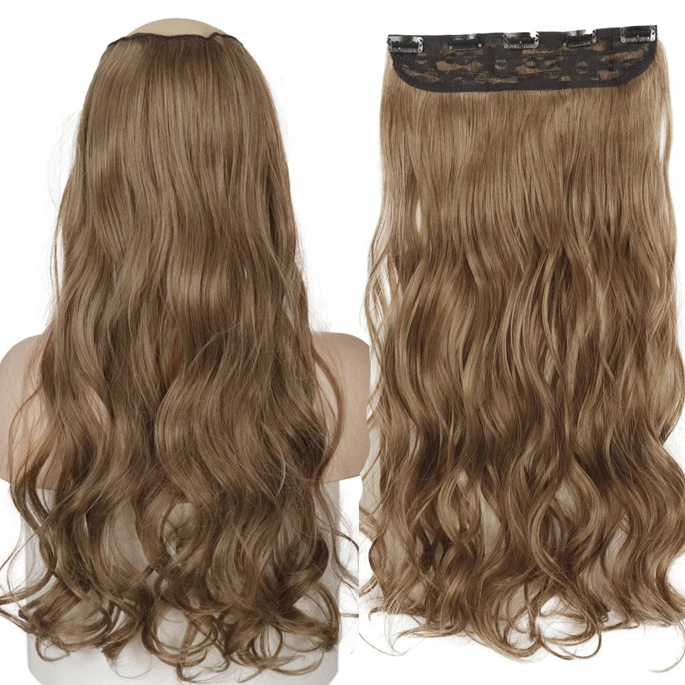 Extensão de Cabelo Liso Comprido de Fibra Sintética Resistente ao Calor com 5 Clipes 22"32" Preto Castanho Loiro