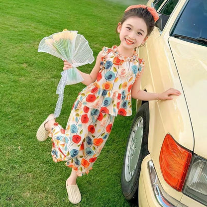 Summer Girl Sets Elementary Clothes Suit Girls Kids 10 Years Old Children's Clothing T-shirt Child Outfit Girls' Outfits 2025