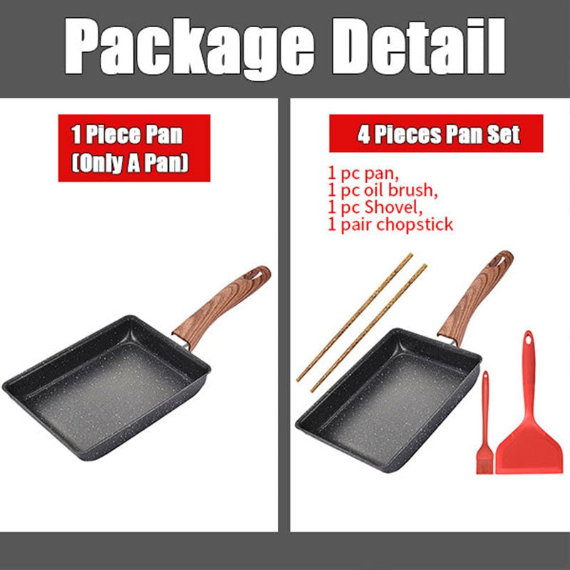 Frigideira Antiaderente para Omelete Japonesa Tamagoyaki, Frigideira Retangular para Ovo Tamago Panela Pequena para Fritar Ovos com Utensílios de Cozinha