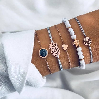 Conjunto de Pulseiras Femininas Corrente Cubana, Cor Dourada, Boho Retrô, Torção Grossa, Joias da Moda de Qualidade, 11 Peças, 2024