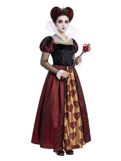 New Red Queen Of Hearts Dress Wonderland Red And Black Dress For Adult Halloween Party Retro Court Alice Role Play Costume 2026