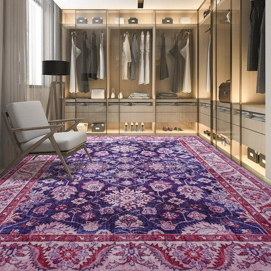 New Vintage Floral Rugs Soft Accent Large Area Rug Fluffy Carpet for Bedroom Living Room Home Decor Floor Mat