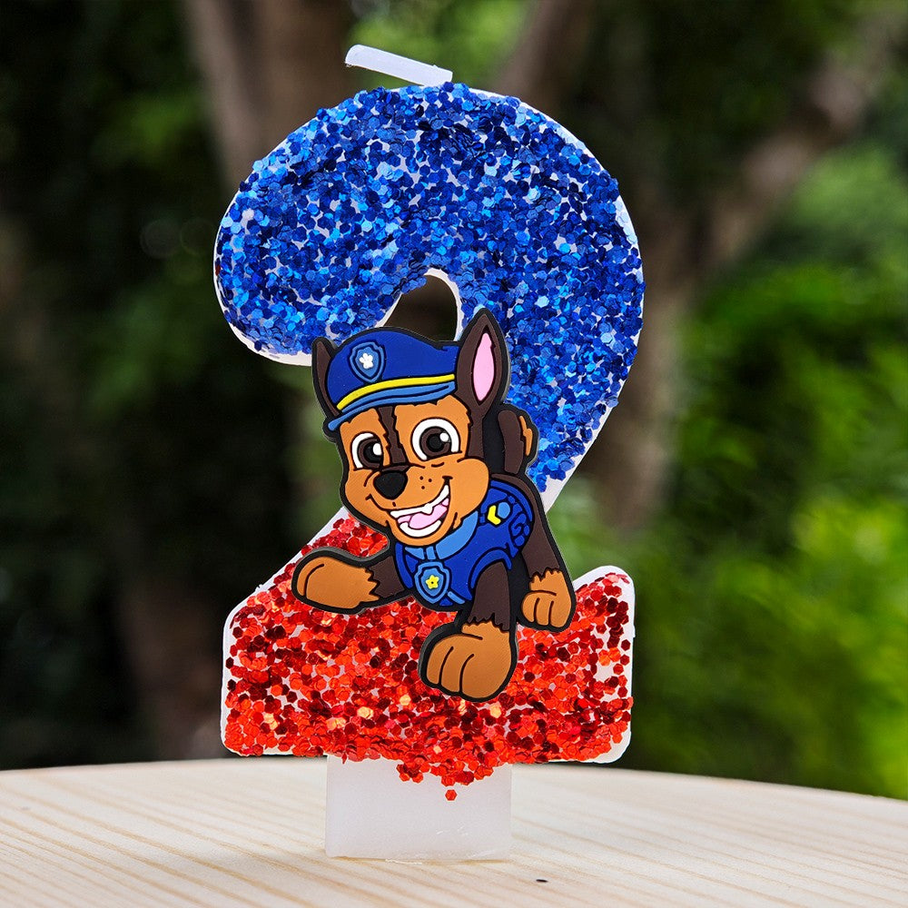 Paw Patrol Candle 0-9 Number Candle Paw Patrol Cartoon Character Party Cake Plug-in Birthday Cake Decoration Baby Shower Gift