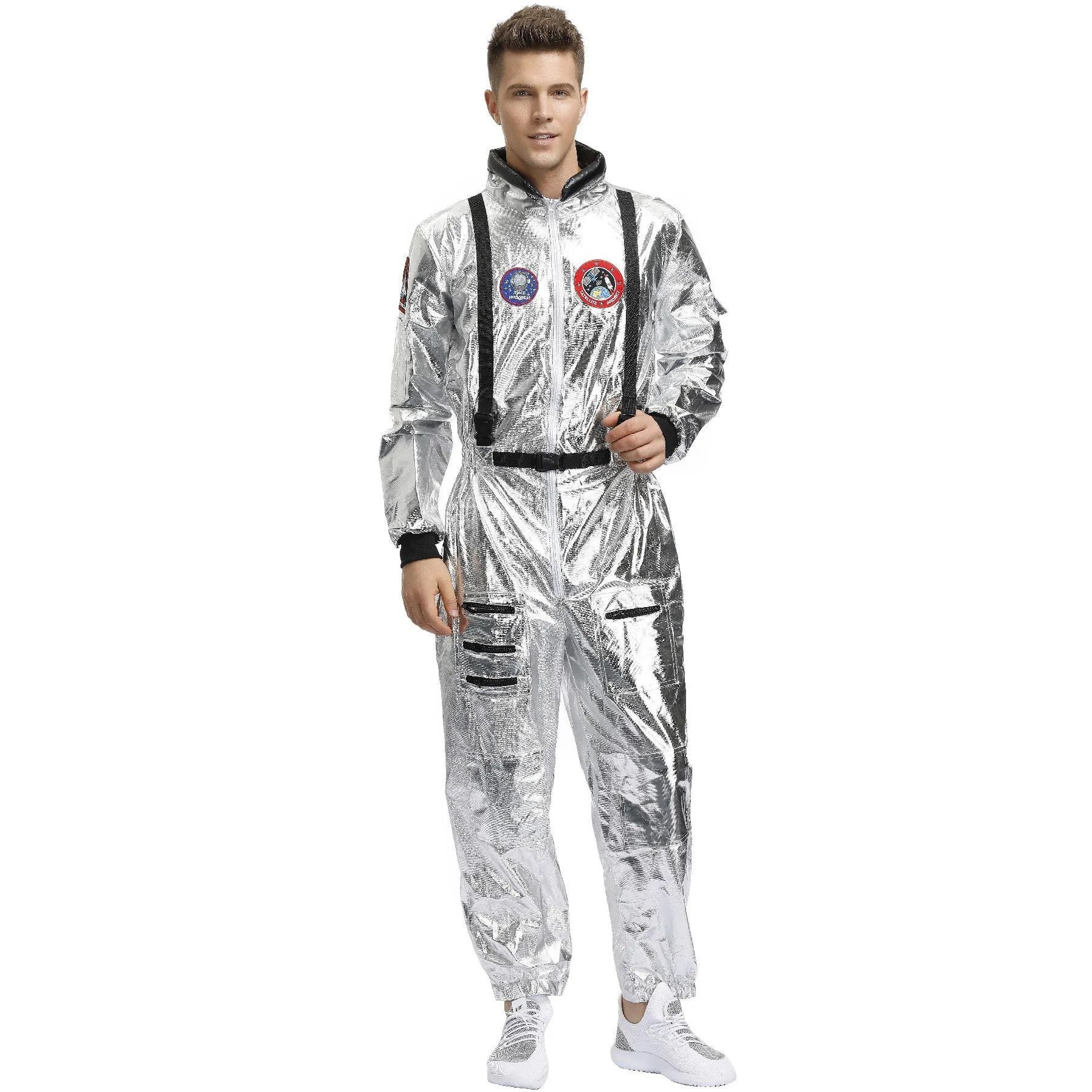 Astronaut Costume Spacesuit Silver Spaceman Men Women Space Suit Halloween Christmas Performance Spacesuit Costume Party Gift