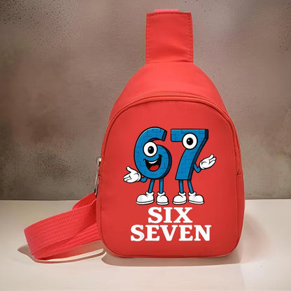 Bolsas Tiracolo Transversais para Meninas e Meninos Estampa 67 Seis Sete Pequenas Bolsas de Ombro Italian Brainrot Bolsas de Bebê para Viagem Diária