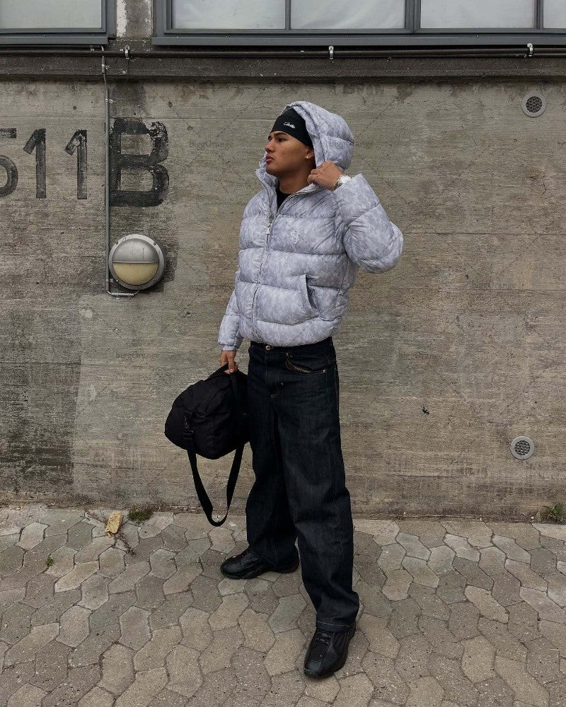 New European and American Trendy Streetwear Waterproof Hooded Jacket Men High Street Retro Solid Color Warm Zipper Coat Women