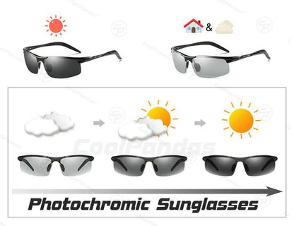 CoolPandas Óculos de Sol Fotocromáticos Masculinos Polarizados Sem Aro para Esportes ao Ar Livre Óculos de Condução Dia Noite Camaleão Óculos Masculinos