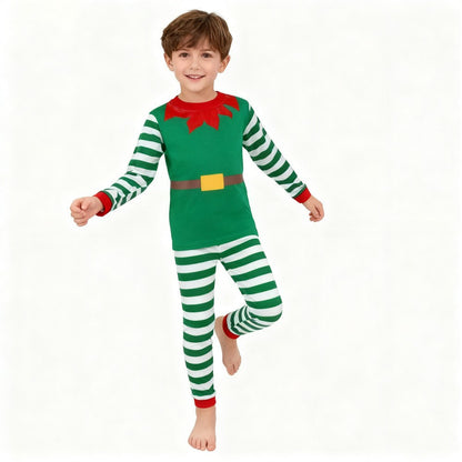 Children's Christmas Long Sleeve Pajama Sets Kids Elf and Santa Claus Sleepwear Boys Pijamas Baby Girls Pjs for Festive Xmas