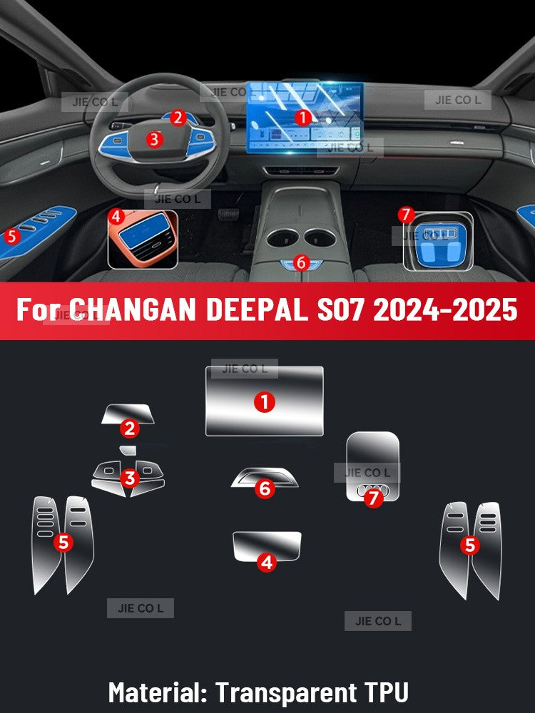 Tela de controle central automotivo TPU Navegação Película de proteção interior anti-riscos GPS Navegação Para CHANGAN DEEPAL S07 2024 2025