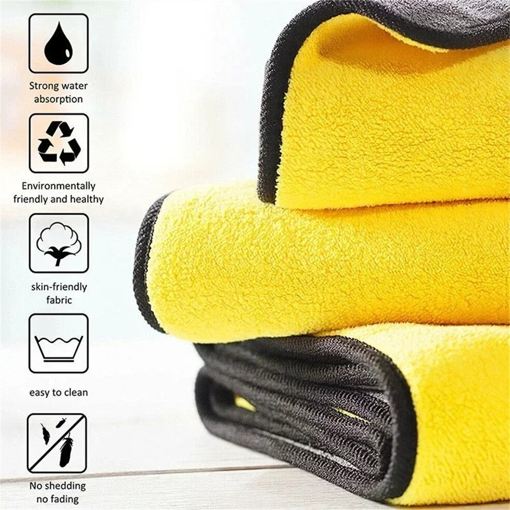 Double Sides Car Microfiber Cloths Super Absorbent Washing Drying Cleaning Towels Auto Detailing Towel Rags Clean Tool