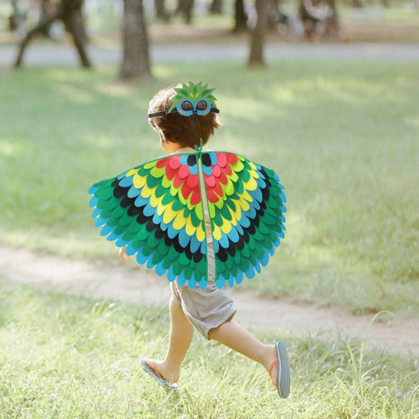 Bird Cosplay Costume Stage Performance Owl Peacock Wings Bird Felt Cape with Mask for Girls Boys Halloween Party Cloak