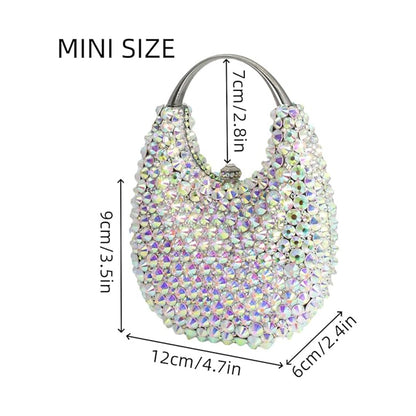 Luxury Women Rhinestone Evening Bag Dazzling Crystal Clutch Top Handle Purse Wedding Handbag for Cocktail Banquet