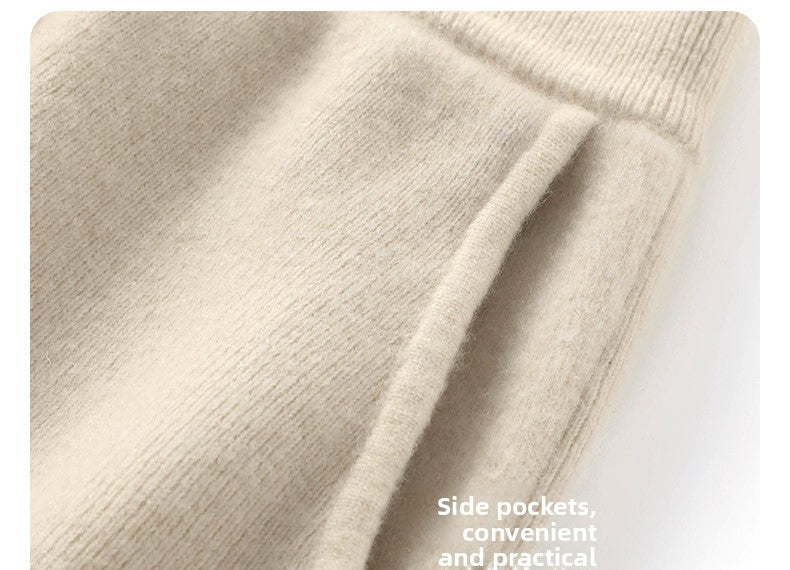 High Waist Wide Leg Woolen Pants Women's Loose Casual Black Long Trousers Autumn Fashion Elegant Commuting Style