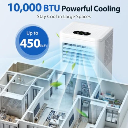 Ar condicionado portátil 10000 BTU, unidade AC portátil com desumidificador, ventilador, controle remoto, temporizador 24H, economia de energia, independente
