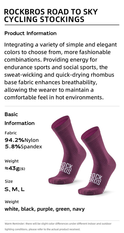 Meias de Ciclismo ROCKBROS Meias Esportivas Suaves Meias de Bicicleta com Absorção de Choque Tecido Respirável Meias Externas de Alta Elasticidade Um par