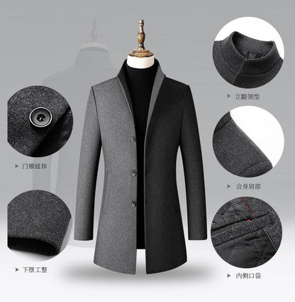 Winter Jacket Men Wool Pea Coat Oversized Overcoat Solid Business Casual Coat Men's Clothing Woollen Coats 4XL AF2011