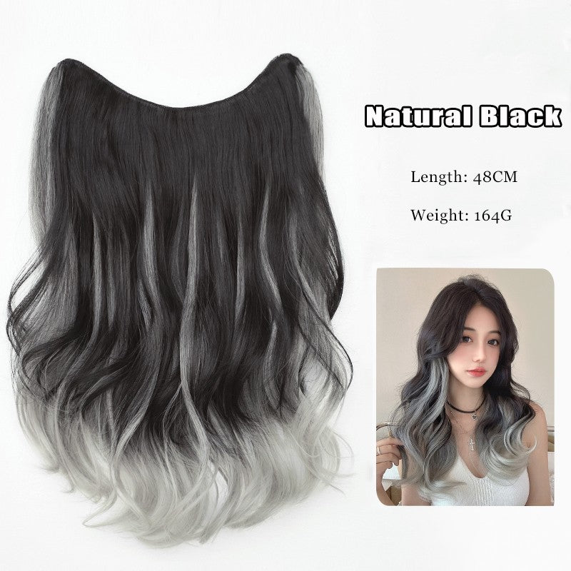 Peruca Sintética Degradê de Cabelo Parisiense Tingido Extensão de Cabelo Ondulado Grande e Natural Macio de Uma Peça Peça de Extensão de Cabelo Longo e Encaracolado
