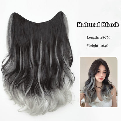 Peruca Sintética Degradê de Cabelo Parisiense Tingido Extensão de Cabelo Ondulado Grande e Natural Macio de Uma Peça Peça de Extensão de Cabelo Longo e Encaracolado