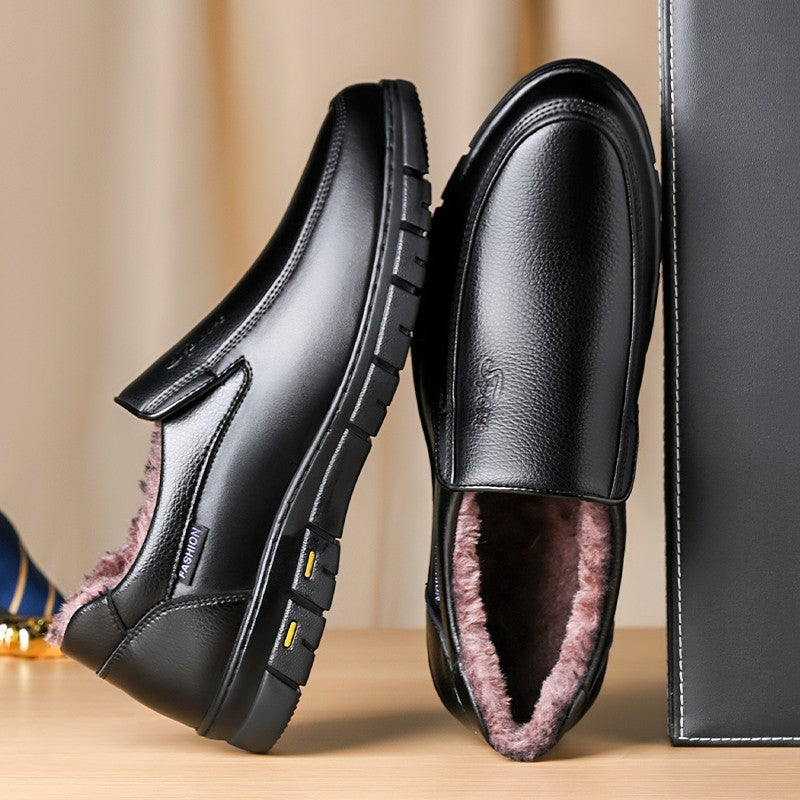 Winter Warm Men Casual Shoes Genuine Leather Breathable Man Loafers High Quality Mens Formal Dress Shoes Slip on Driving Shoes