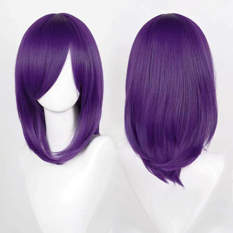 Perucas de Cosplay Multicoloridas 40cm Curtas Retas Masculinas Perucas Sintéticas Resistentes ao Calor para Cosplay de Anime e Festas de Halloween