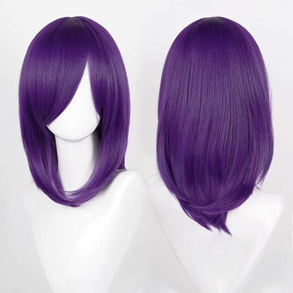 Perucas de Cosplay Multicoloridas 40cm Curtas Retas Masculinas Perucas Sintéticas Resistentes ao Calor para Cosplay de Anime e Festas de Halloween