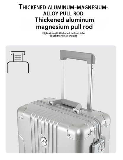 Aluminum magnesium alloy password box, pull rod box, universal wheel travel box, luggage compartment, boarding case