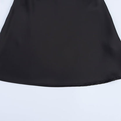 2025 Summer New Women's Clothing Simple Temperament Fashionable And Sexy Backless Silk Satin Texture Hanging Neck Dress