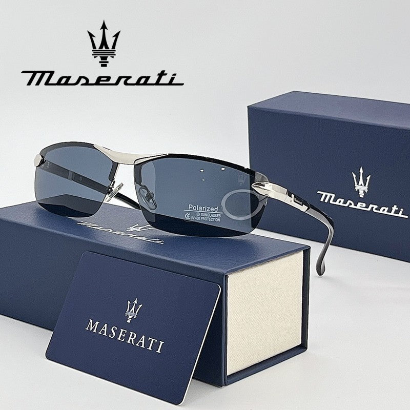 Óculos de Sol MASERATI Quadrados Estilosos Polarizados para Dirigir, Viajar, Masculinos e Femininos, UV400 Visão Nítida