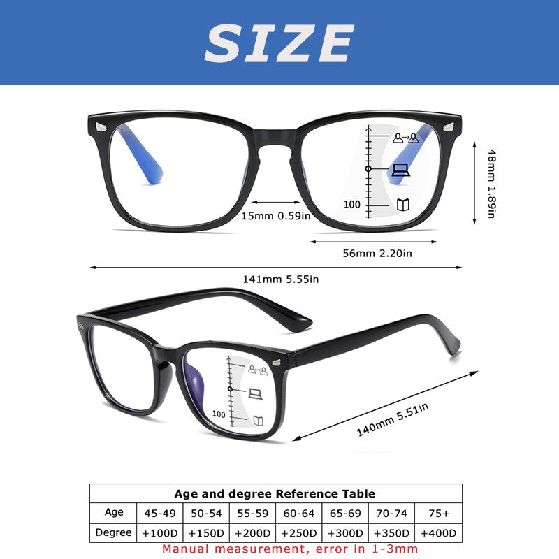 Óculos De Leitura Multifocal Quadrado CRIXALIS Óculos Masculino Fashion Com Dioptrias Antirreflexo Computador Feminino UV400