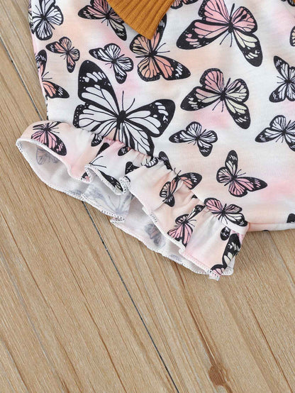 Summer Newborn Baby Girl Clothes Set  Sleeveless  Bodysuit  Printed Shorts  3pcs Clothing Suit Baby Girl Clothes For 0-1Years