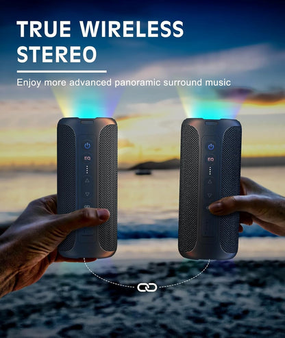 Caixas de Som Bluetooth Ortizan 40W Som Alto Portátil Estéreo Sem Fio IPX7 À Prova d'Água Pareamento Duplo Graves Profundos Caixa de Música LED