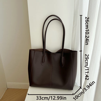 Vintage women's tote bag, new Korean version, large capacity, simple commuting bag,fashionable and versatile,single shoulder bag