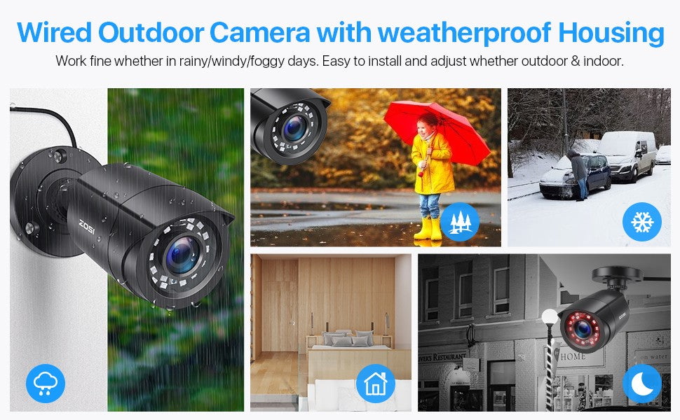 ZOSI 1080P 4 Pack HD TVI Security Cameras Outdoor Indoor Weatherproof Bullet Surveillance Camera for Analog CCTV DVR System
