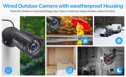 ZOSI 1080P 4 Pack HD TVI Security Cameras Outdoor Indoor Weatherproof Bullet Surveillance Camera for Analog CCTV DVR System