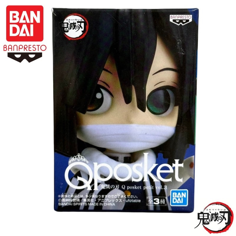 Em estoque Bandai Banpresto Original Demon Slayer Qposket Petit Giyuu Muichirou Obanai Boneco Marca Nova Caixa Figura de Ação Garagem
