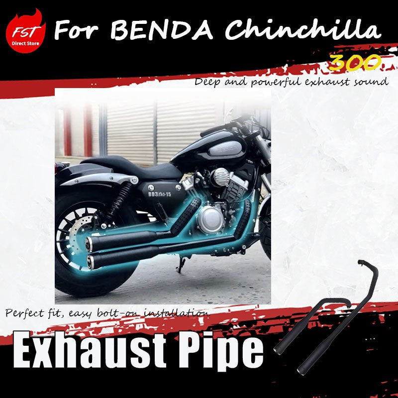 For BENDA Chinchilla 300 modified accessories, double snake-shaped exhaust pipe, deep bass with rich horse hoof sound