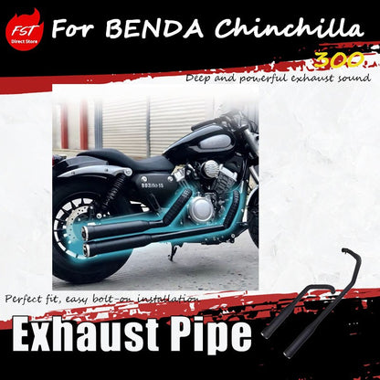 For BENDA Chinchilla 300 modified accessories, double snake-shaped exhaust pipe, deep bass with rich horse hoof sound