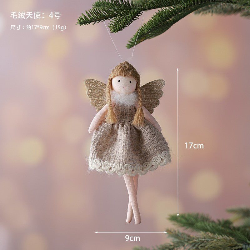 2Pcs New Christmas Cute Plush Angel Doll Pendant Lovely Boys Girls Xmas Tree Hanging Decoration Merry Christmas Party Ornaments