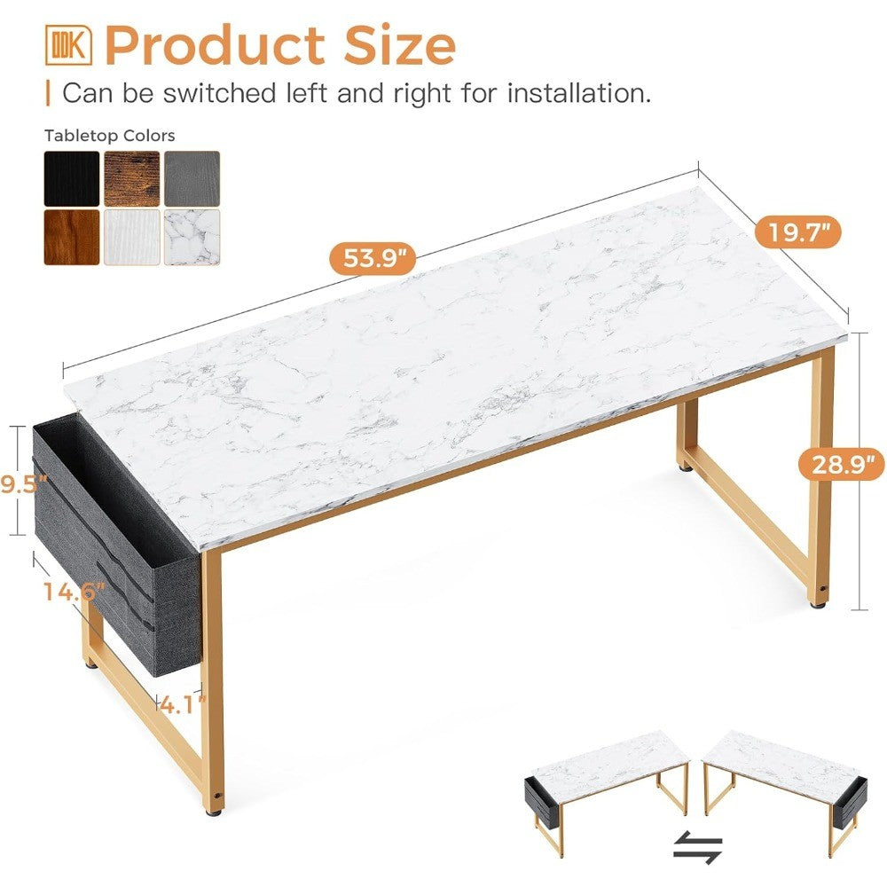 Computer Desk Large Office Desk, 55 Inch Gaming Desk with Storage, Modern PC Desk Work Table with Headphone Hook for Home Offic