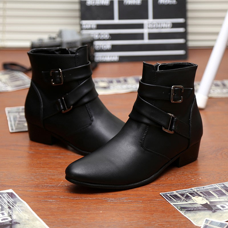 Hot Sale Luxury Chelsea Boots Men Pointed -toe Mens White Boots Black British Style High-heel Men Dress Boots Design Ankle Boot