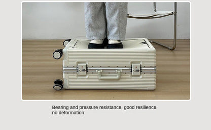 Suitcase Front Opening Pocket Aluminum Alloy Frame Rolling Luggage with USB Charging Plug Trolley Carry-on Case Bag with Wheel